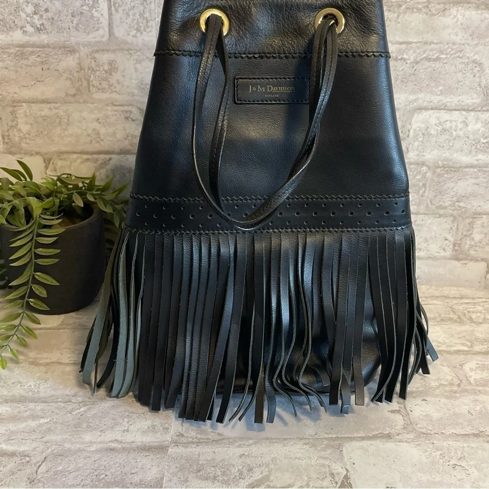 J&M DAVIDSON Rio 07314/141 Women's Leather Shoulder Bag Boho Bohemian Black‎